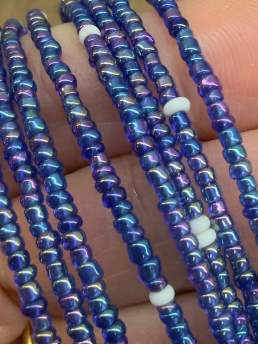 Beaded Wrap Bracelet - Iridescent Purple & Blue